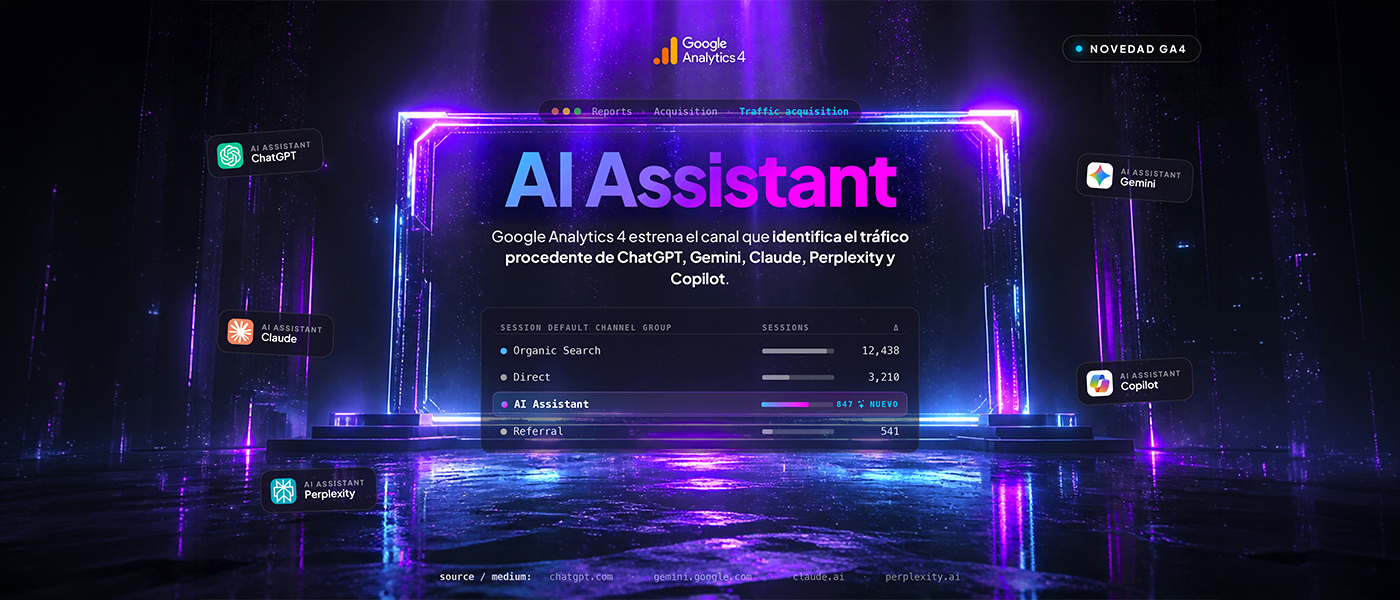 ¿Mide tu GA4 el tráfico desde ChatGPT y Gemini? Llega “AI Assistant” 